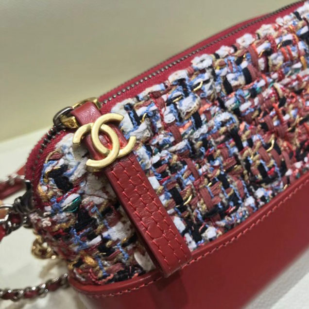 Chanel Gabrielle Clutch With Chain Bag A94505 Tweed/Calfskin Red 2018