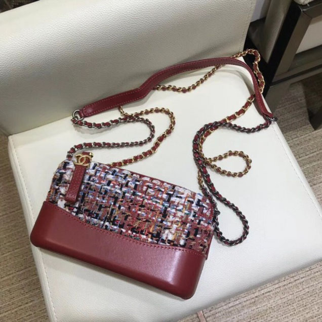 Chanel Gabrielle Clutch With Chain Bag A94505 Tweed/Calfskin Red 2018