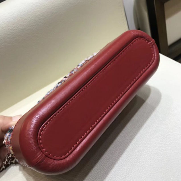 Chanel Gabrielle Clutch With Chain Bag A94505 Tweed/Calfskin Red 2018