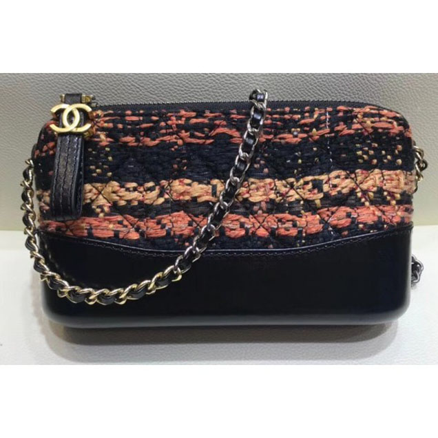 Chanel Gabrielle Clutch With Chain Bag A94505 Tweed/Calfskin Black 2018