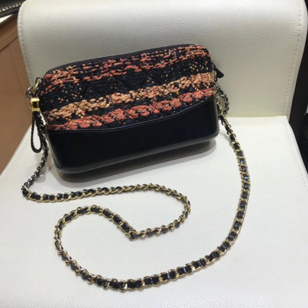 Chanel Gabrielle Clutch With Chain Bag A94505 Tweed/Calfskin Black 2018