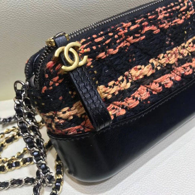 Chanel Gabrielle Clutch With Chain Bag A94505 Tweed/Calfskin Black 2018