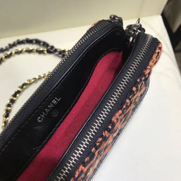 Chanel Gabrielle Clutch With Chain Bag A94505 Tweed/Calfskin Black 2018