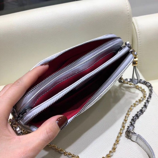 Chanel Gabrielle Clutch With Chain Bag A94505 Silver 2018