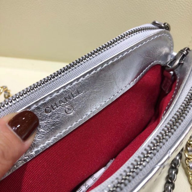 Chanel Gabrielle Clutch With Chain Bag A94505 Silver 2018