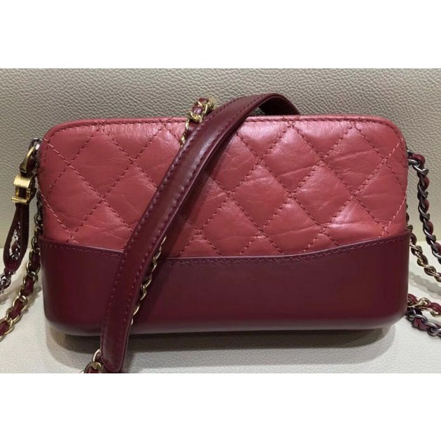 Chanel Gabrielle Clutch With Chain Bag A94505 Lobster Pink/Burgundy 2018