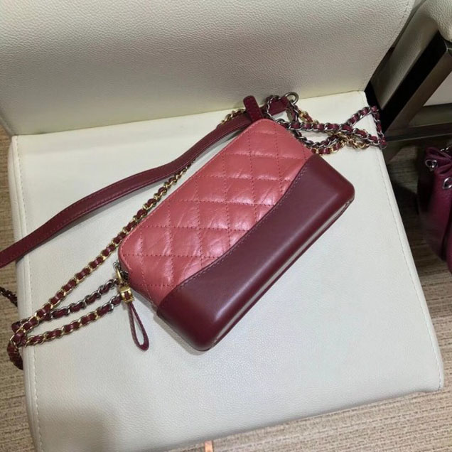 Chanel Gabrielle Clutch With Chain Bag A94505 Lobster Pink/Burgundy 2018