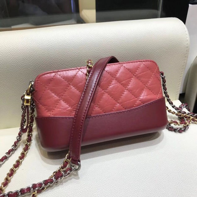 Chanel Gabrielle Clutch With Chain Bag A94505 Lobster Pink/Burgundy 2018