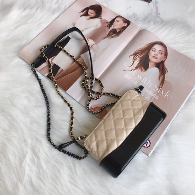 Chanel Gabrielle Clutch With Chain Bag A94505 Beige/Black 2018