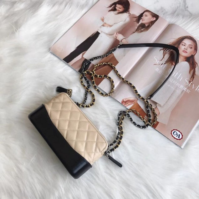 Chanel Gabrielle Clutch With Chain Bag A94505 Beige/Black 2018