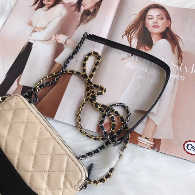 Chanel Gabrielle Clutch With Chain Bag A94505 Beige/Black 2018