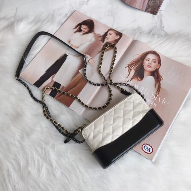 Chanel Gabrielle Clutch With Chain Bag A94505 White/Black 2018
