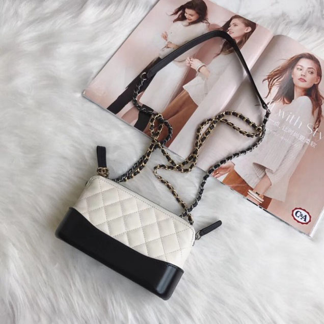 Chanel Gabrielle Clutch With Chain Bag A94505 White/Black 2018