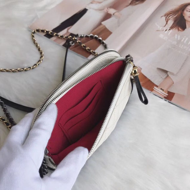 Chanel Gabrielle Clutch With Chain Bag A94505 White/Black 2018