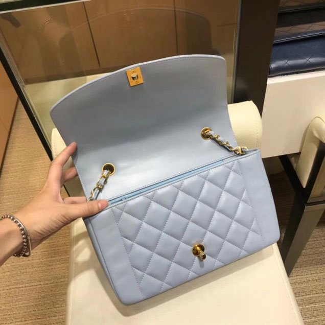 Chanel Lambskin Vintage Flap Bag A87062 Pale Blue 2018