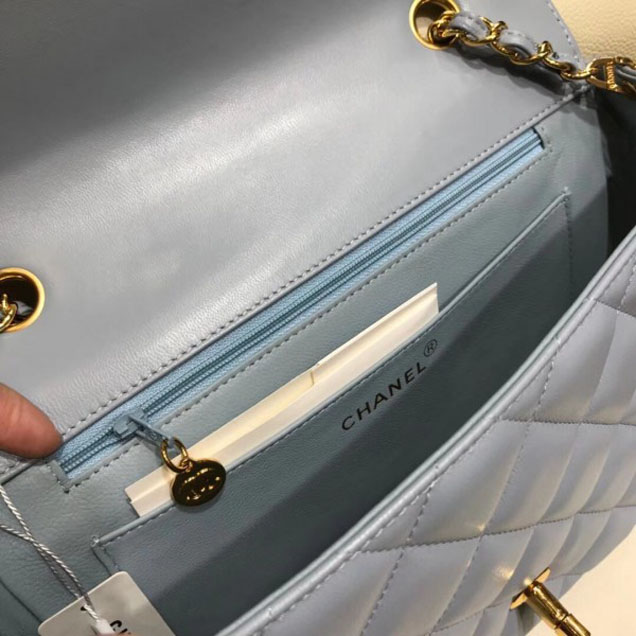 Chanel Lambskin Vintage Flap Bag A87062 Pale Blue 2018