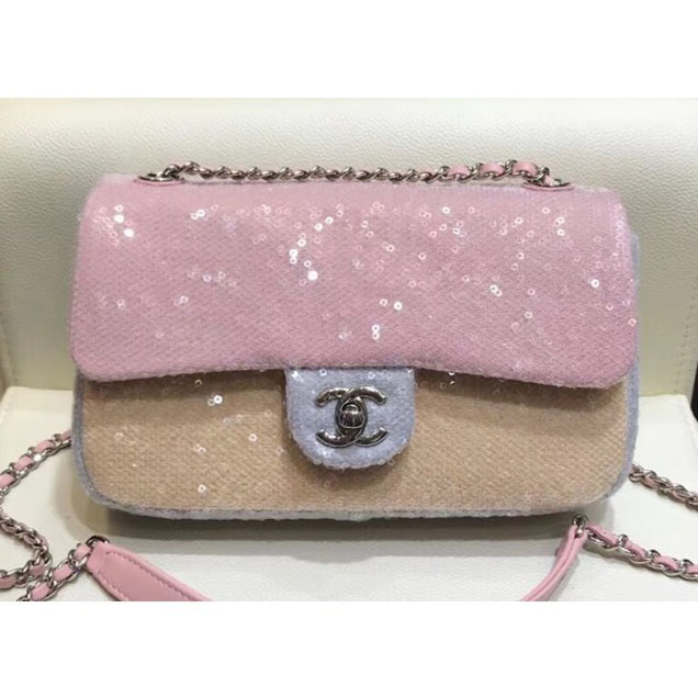 Chanel Sequins Flap Medium Bag A57413 Pink 2018