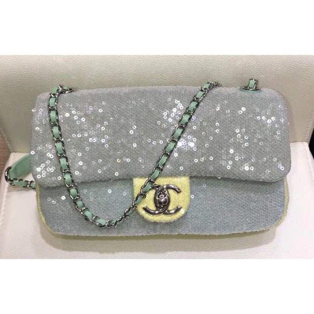 Chanel Sequins Flap Medium Bag A57413 Green 2018