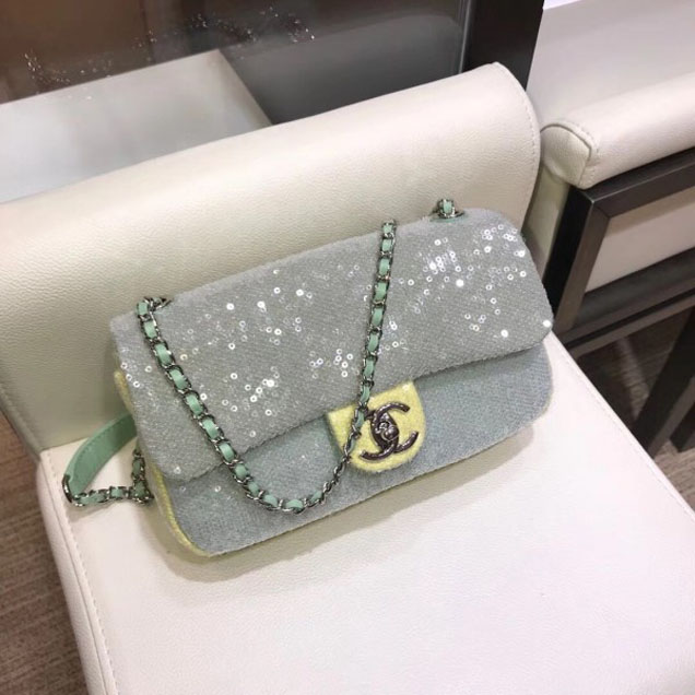 Chanel Sequins Flap Medium Bag A57413 Green 2018