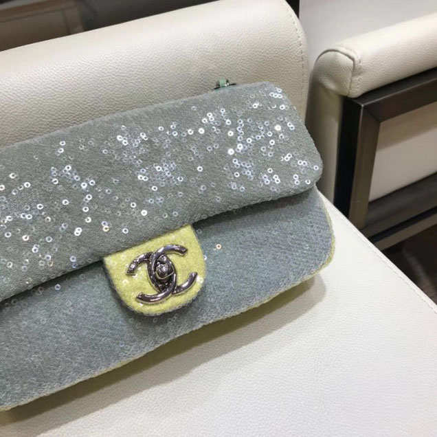 Chanel Sequins Flap Medium Bag A57413 Green 2018