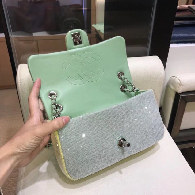 Chanel Sequins Flap Medium Bag A57413 Green 2018