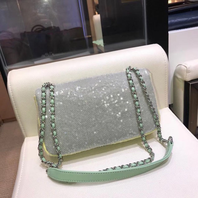 Chanel Sequins Flap Medium Bag A57413 Green 2018