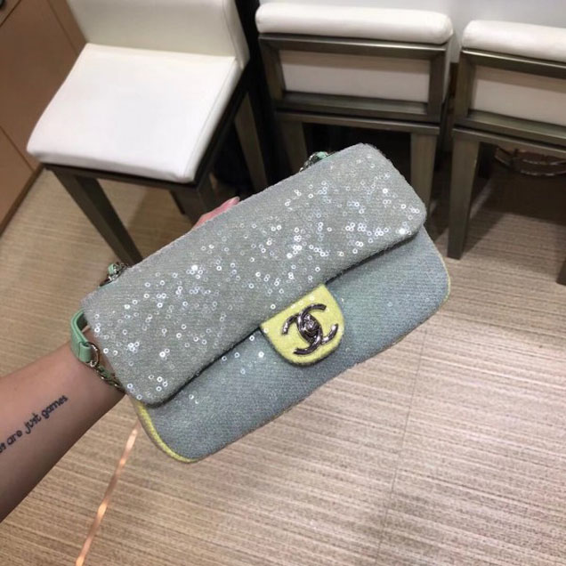 Chanel Sequins Flap Medium Bag A57413 Green 2018