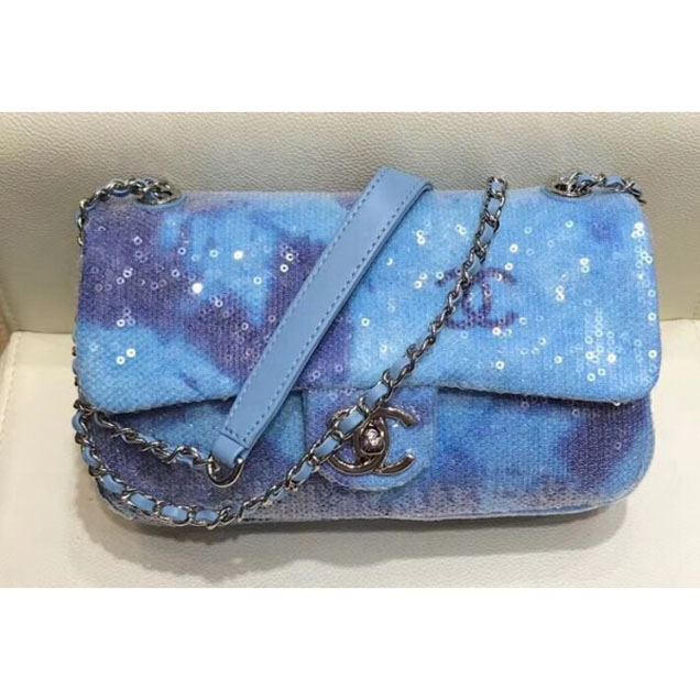 Chanel Sequins Flap Medium Bag A57413 Blue 2018