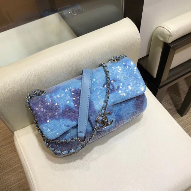 Chanel Sequins Flap Medium Bag A57413 Blue 2018
