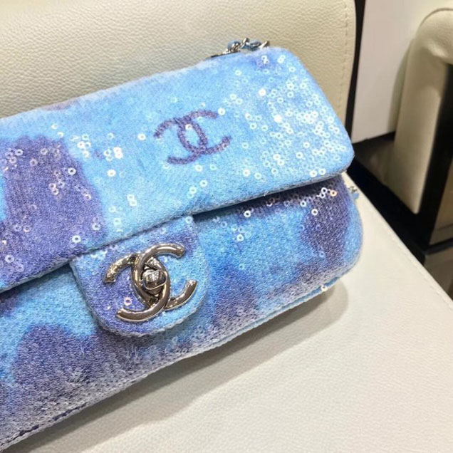 Chanel Sequins Flap Medium Bag A57413 Blue 2018