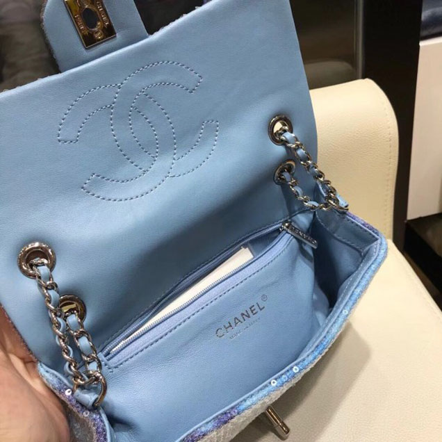 Chanel Sequins Flap Medium Bag A57413 Blue 2018