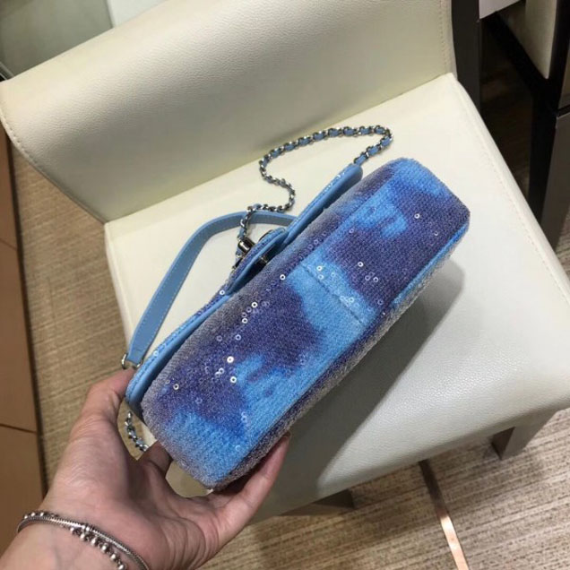 Chanel Sequins Flap Medium Bag A57413 Blue 2018