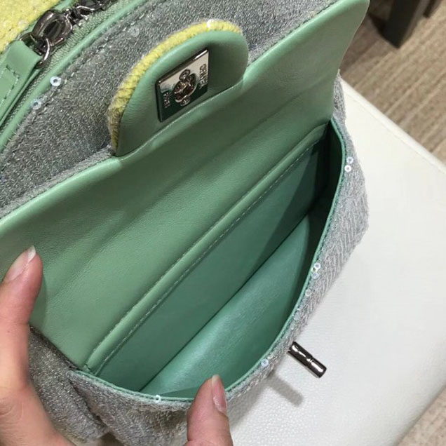Chanel Sequins Flap Mini Backpack Bag A57418 Green 2018