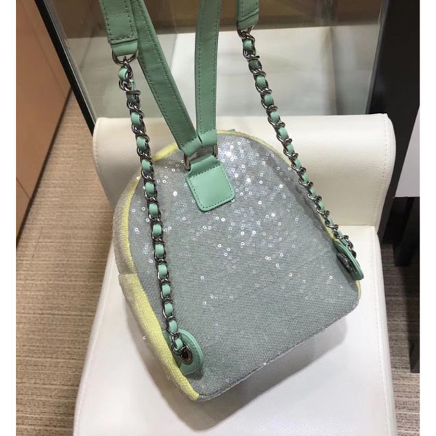 Chanel Sequins Flap Mini Backpack Bag A57418 Green 2018