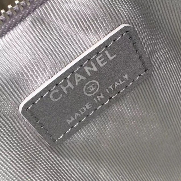 Chanel Metallic Aged Lambskin Large Pouch Clutch Bag Silver 2018