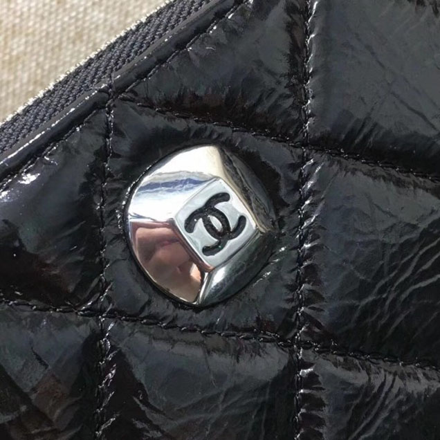 Chanel Metallic Aged Lambskin Small Pouch Clutch Bag Black 2018