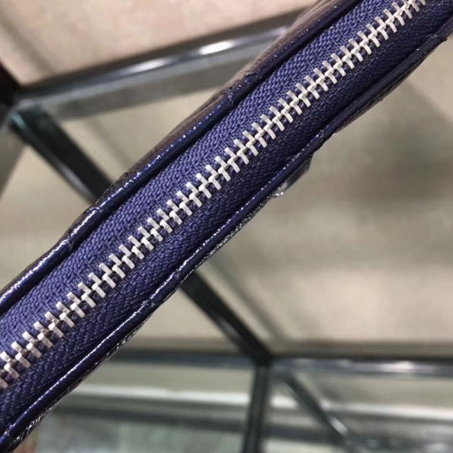 Chanel Metallic Aged Lambskin Small Pouch Clutch Bag Blue 2018