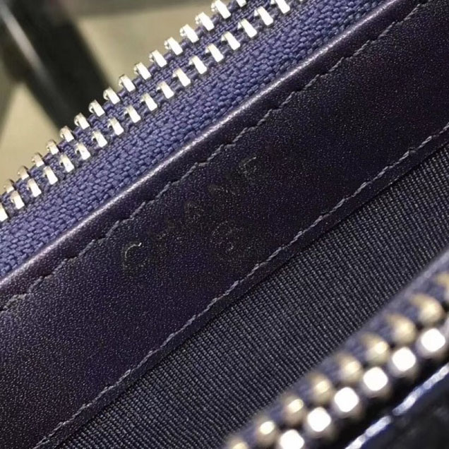 Chanel Metallic Aged Lambskin Clutch Bag with Chain A84509 Blue 2018