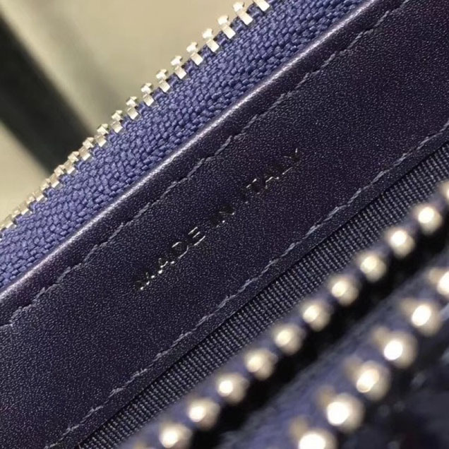 Chanel Metallic Aged Lambskin Clutch Bag with Chain A84509 Blue 2018