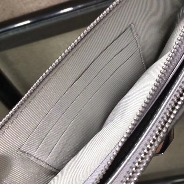 Chanel Metallic Aged Lambskin Clutch Bag with Chain A84509 Silver 2018