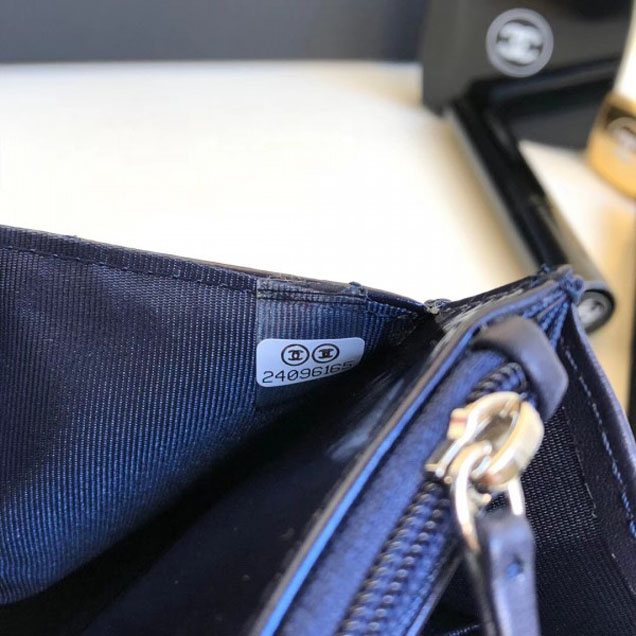 Chanel Metallic Aged Lambskin Wallet On Chain WOC Bag A84510 Blue 2018