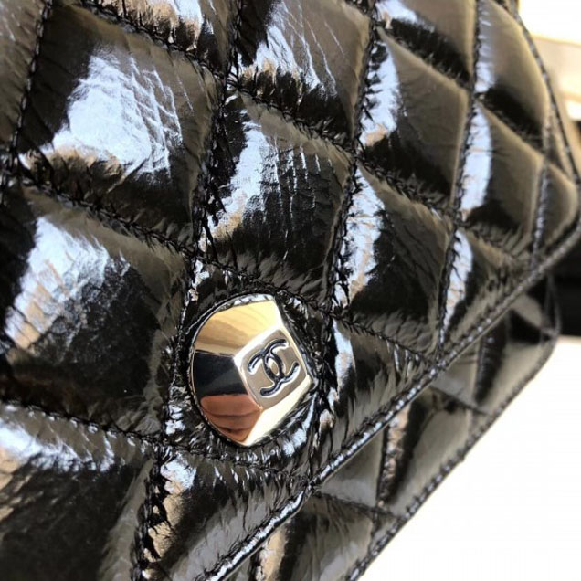 Chanel Metallic Aged Lambskin Wallet On Chain WOC Bag A84510 Black 2018