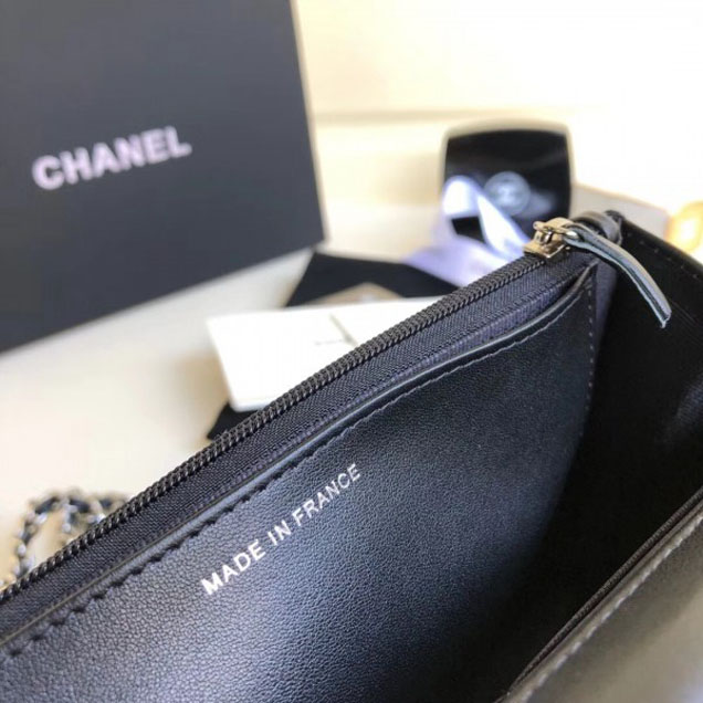 Chanel Metallic Aged Lambskin Wallet On Chain WOC Bag A84510 Black 2018
