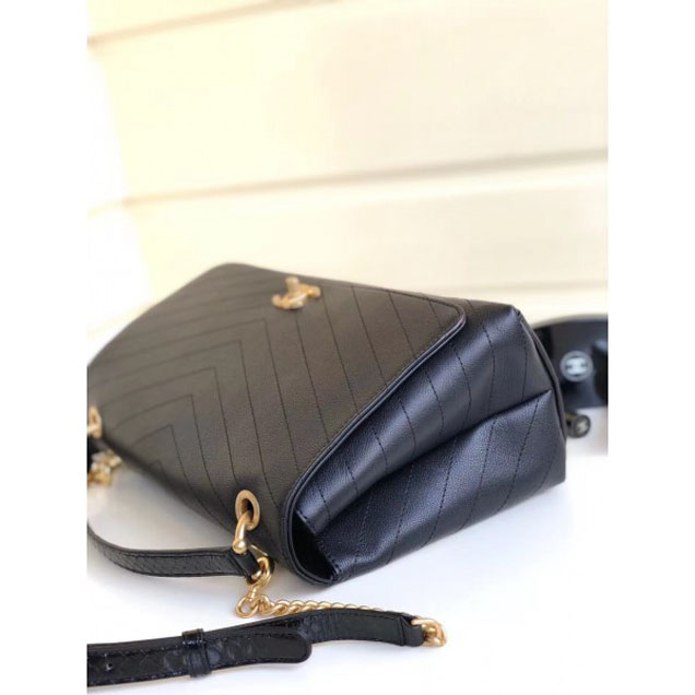 Chanel Calfskin Chevron Chic Large Flap Top Handle Bag A57149 Black 2018
