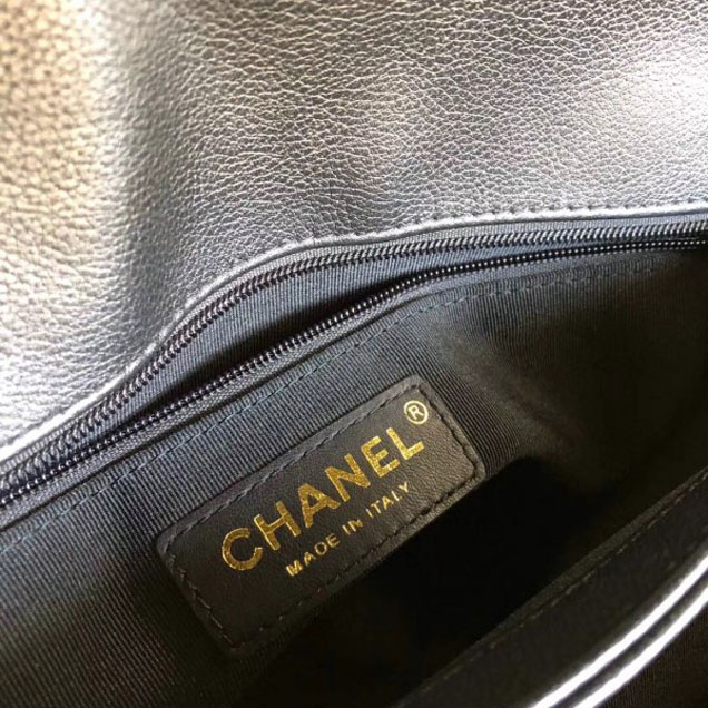 Chanel Calfskin Chevron Chic Large Flap Top Handle Bag A57149 Black 2018