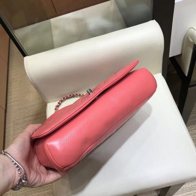 Chanel Crumpled Calfskin Bi Quilted Flap Bag A57602 Dark Pink 2018