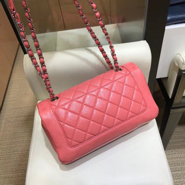 Chanel Crumpled Calfskin Bi Quilted Flap Bag A57602 Dark Pink 2018