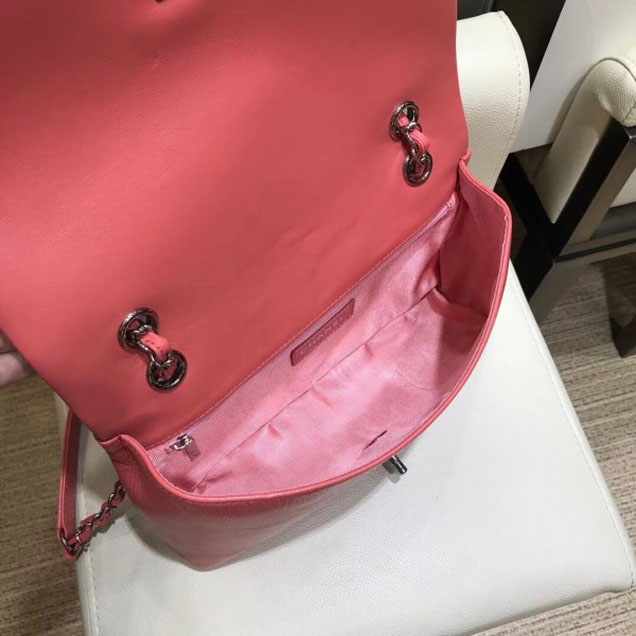 Chanel Crumpled Calfskin Bi Quilted Flap Bag A57602 Dark Pink 2018