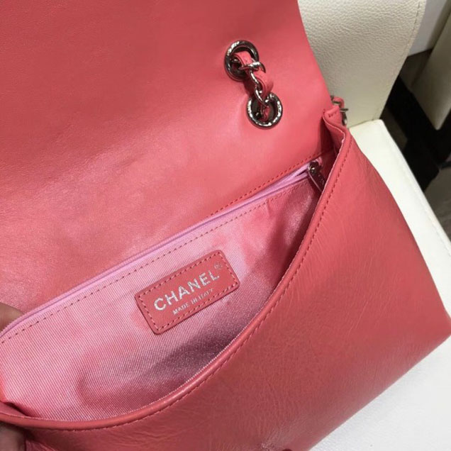 Chanel Crumpled Calfskin Bi Quilted Flap Bag A57602 Dark Pink 2018