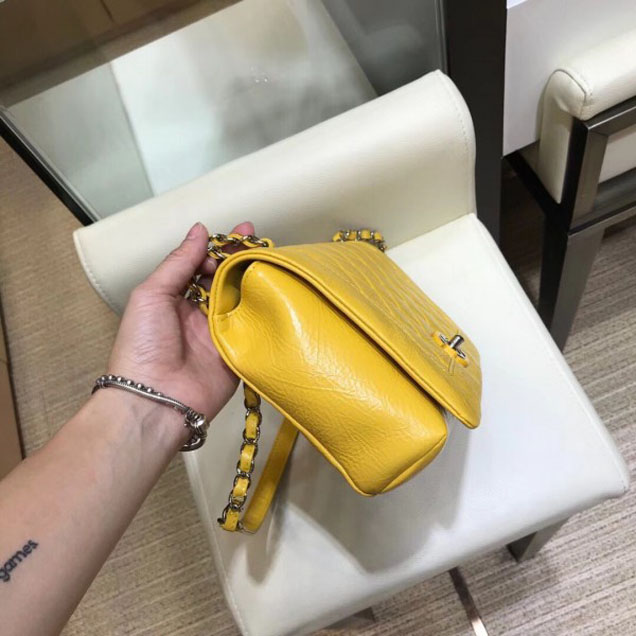Chanel Crumpled Calfskin Bi Quilted Flap Bag A57602 Yellow 2018